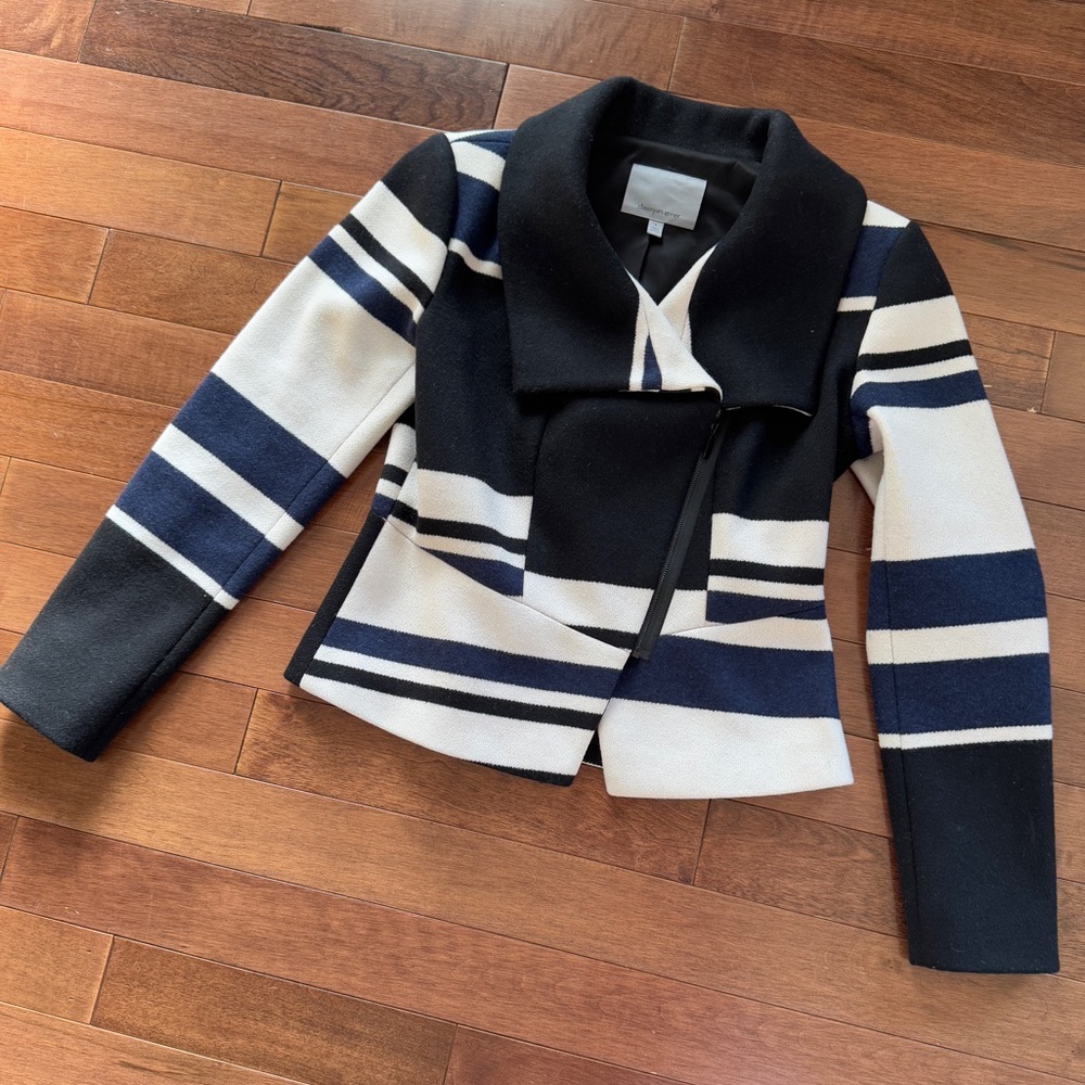 classiques entier Black and White Stripe unlined Wool blazer Womens S